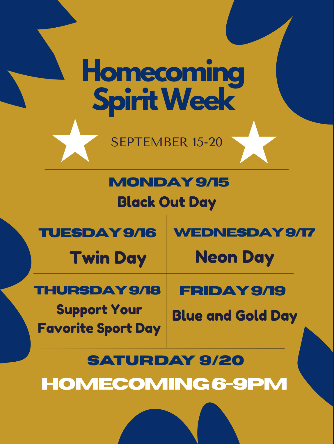 homecoming spirit week schedule - also in the district calendar of events on granvillecsd.org