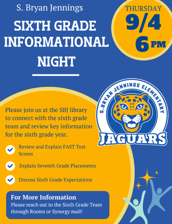 Sixth Grade Night flyer