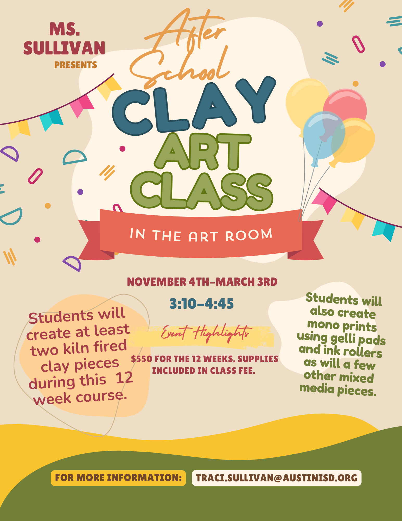 Flyer for Art Class