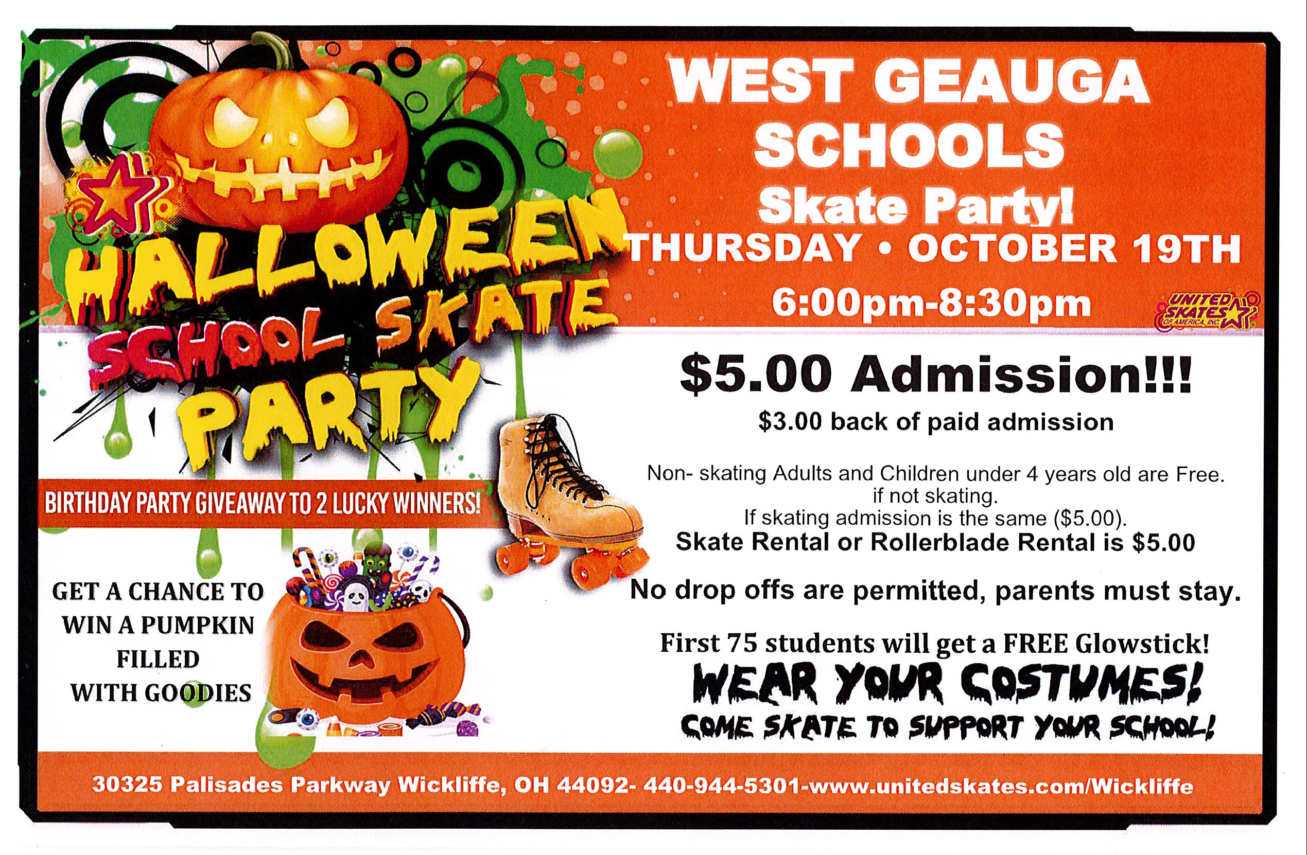 Halloween skating party flyer