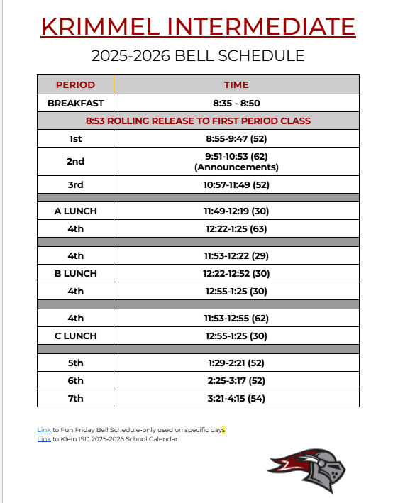 Bell Schedule