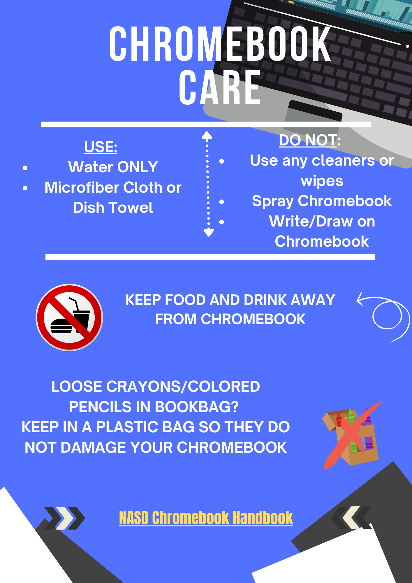 Chromebook Care Instructions in English