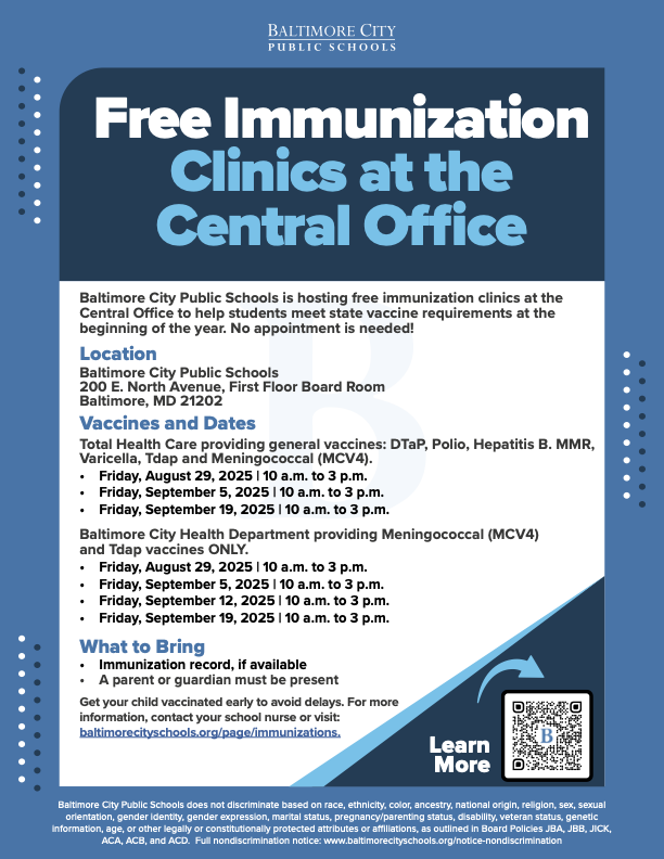 Free immunization clinics at City Schools