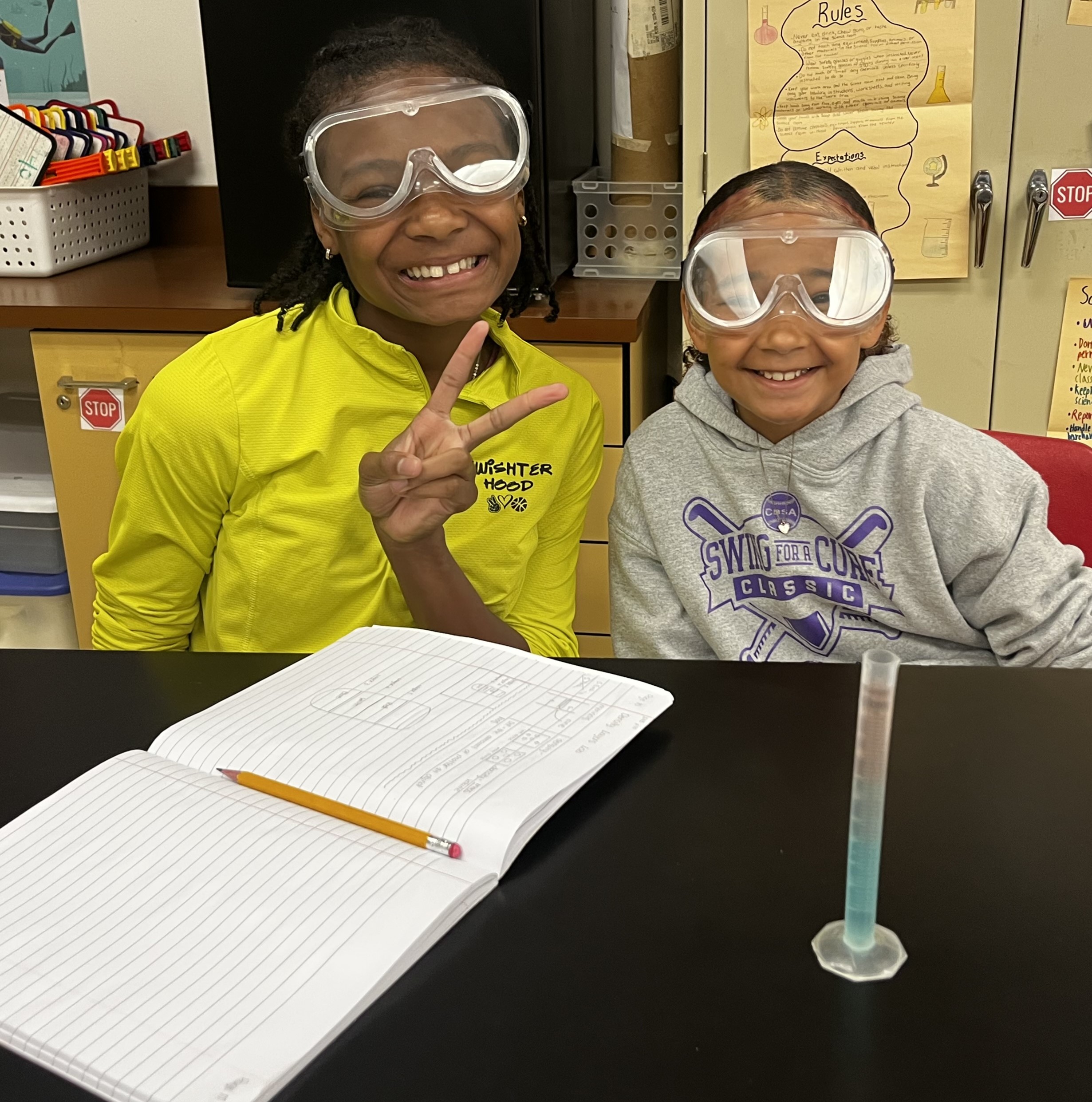 Lab safety! Mrs. Murray did a great job teaching our sixth grade science students lab safety procedures before getting started with their labs 