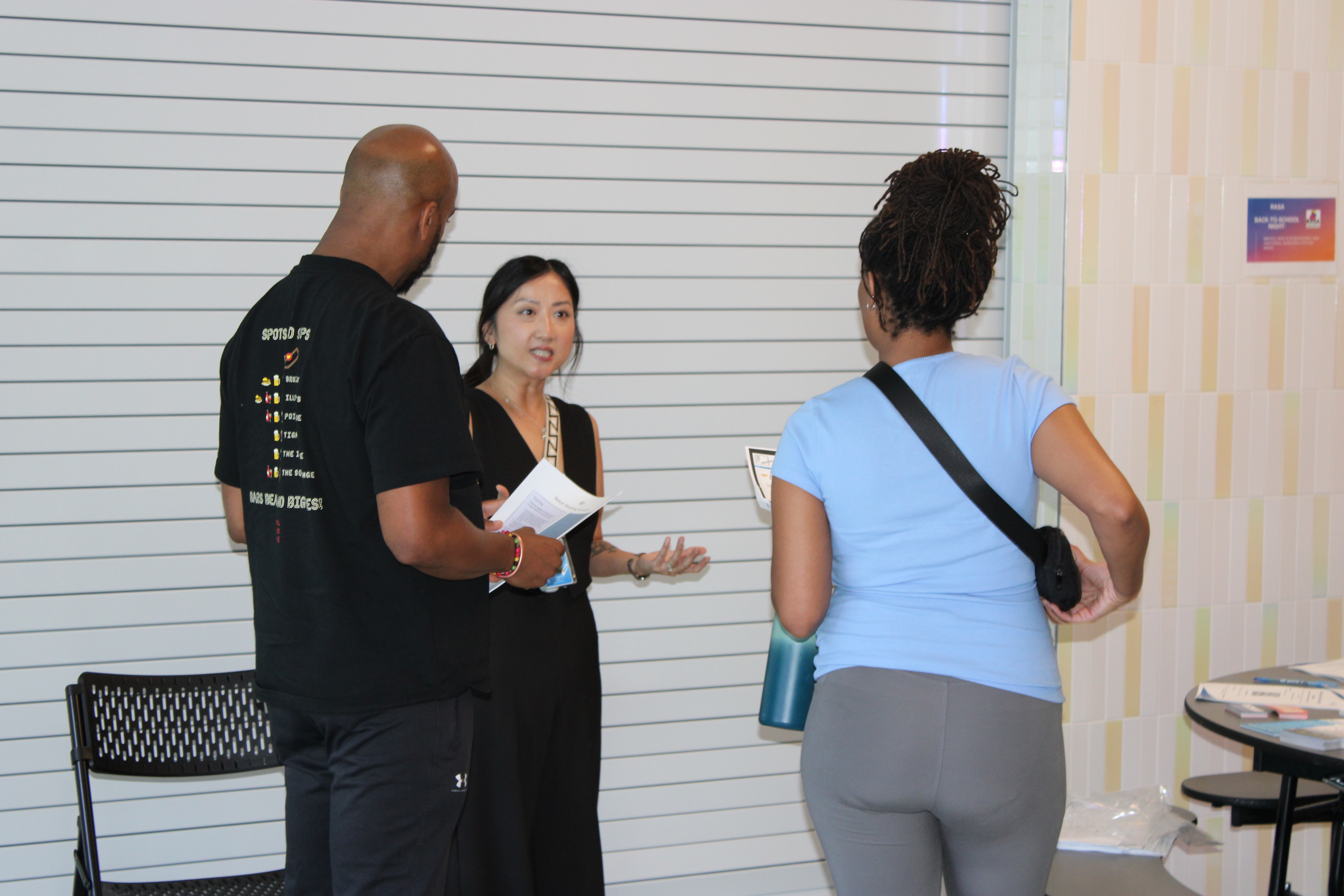 Couselor speaking with families