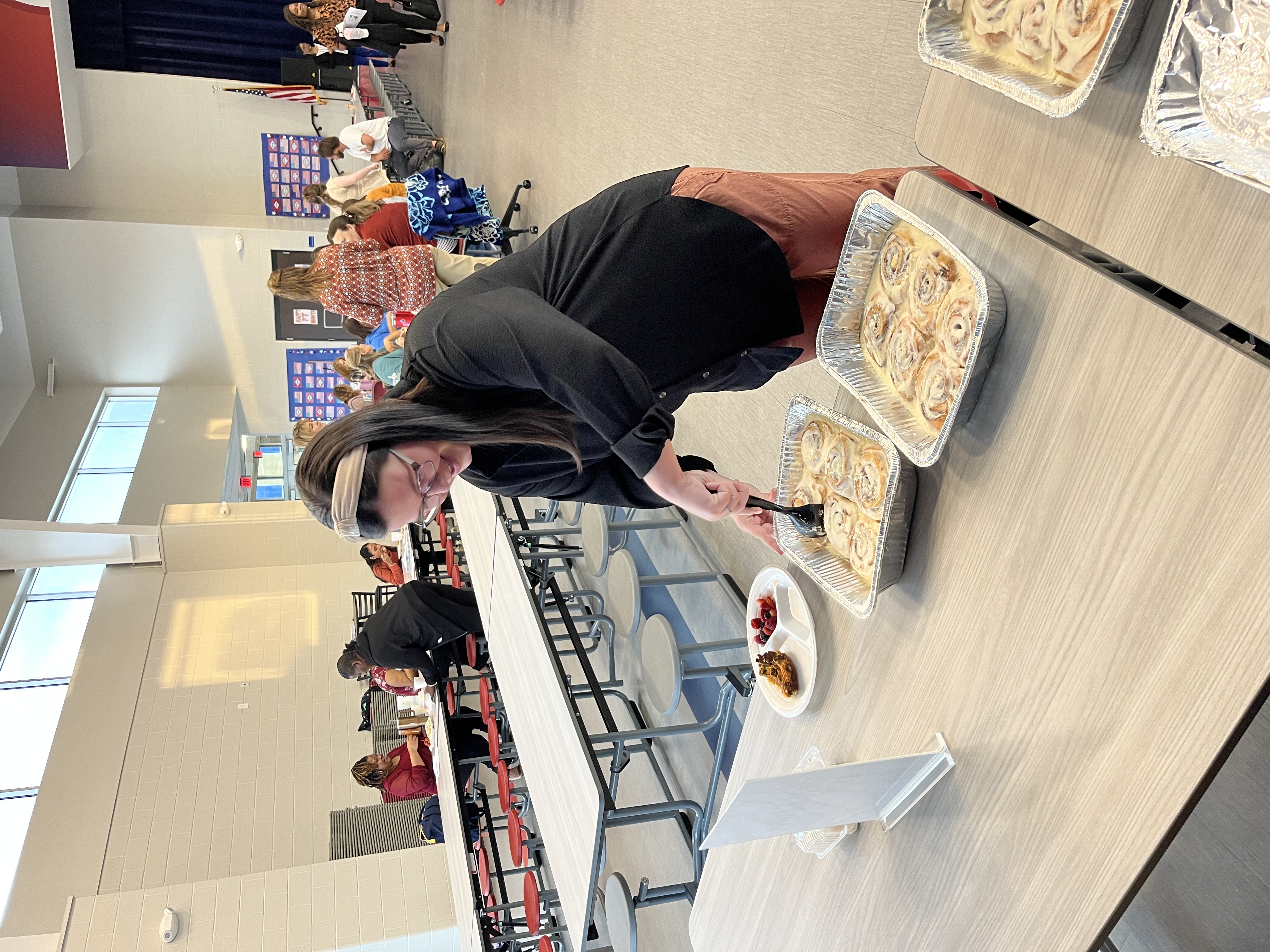 teacher getting cinnamon rolls