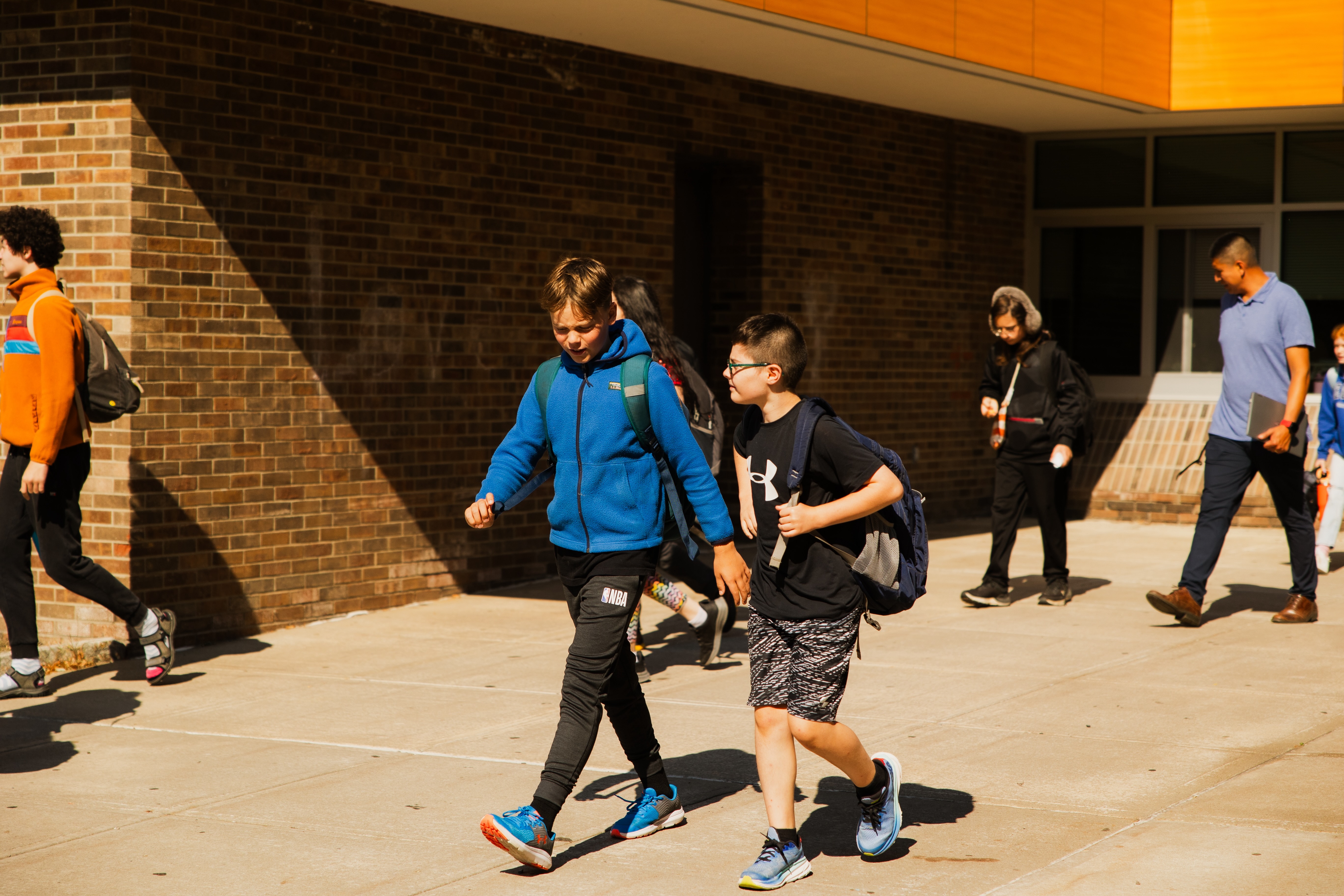 Boynton students walking out of the building