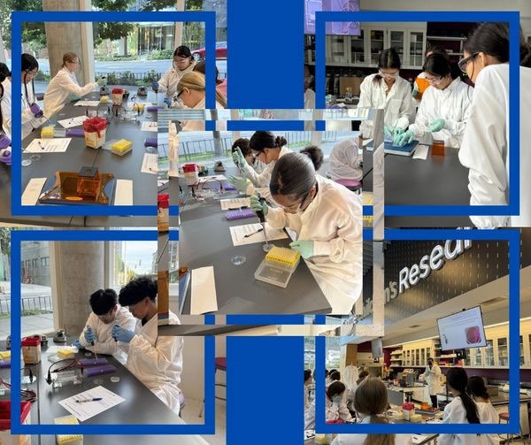 Cedar Heights students working in a lab on a fieldtrip.