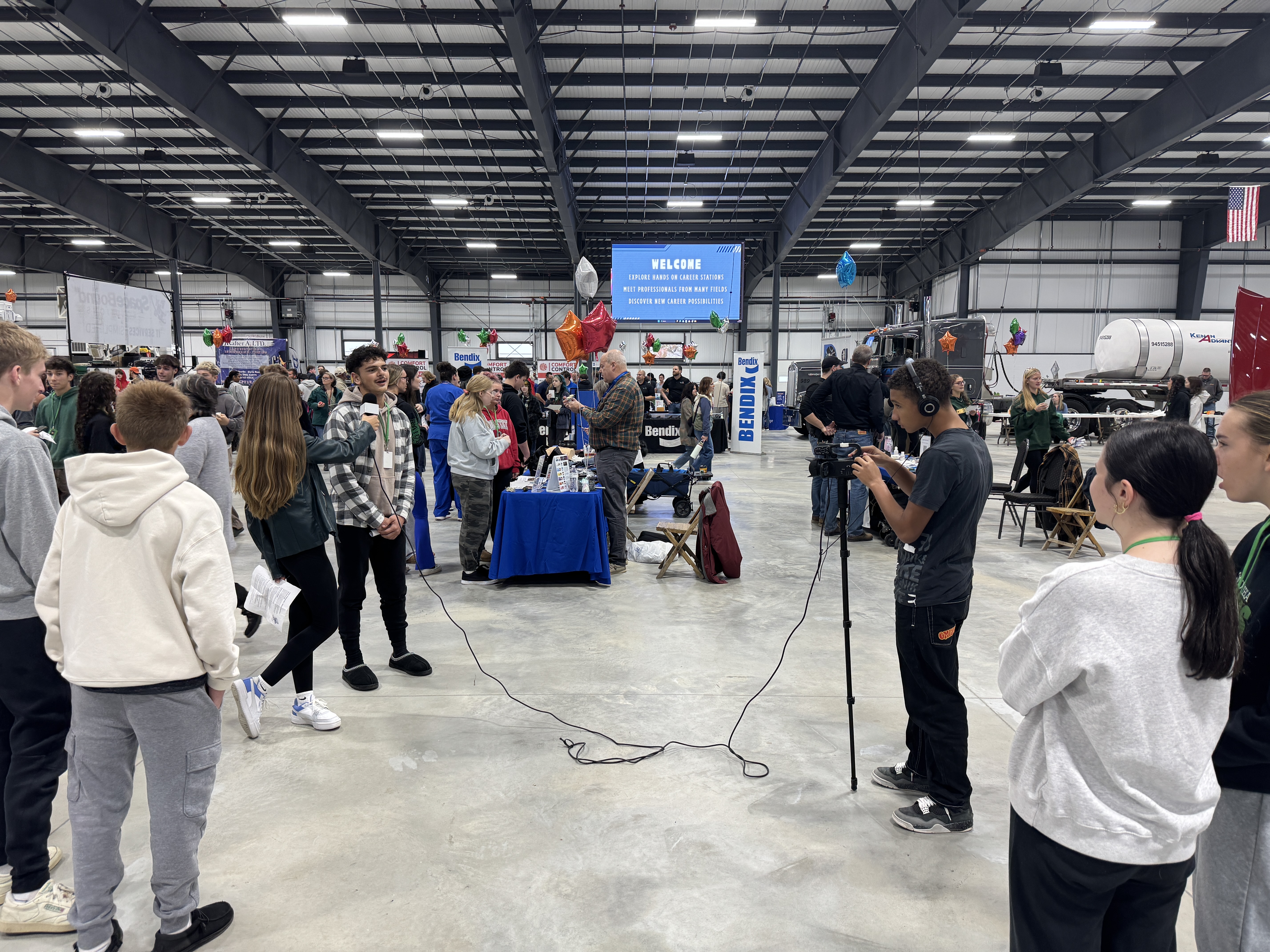 Crew Interviewing Students