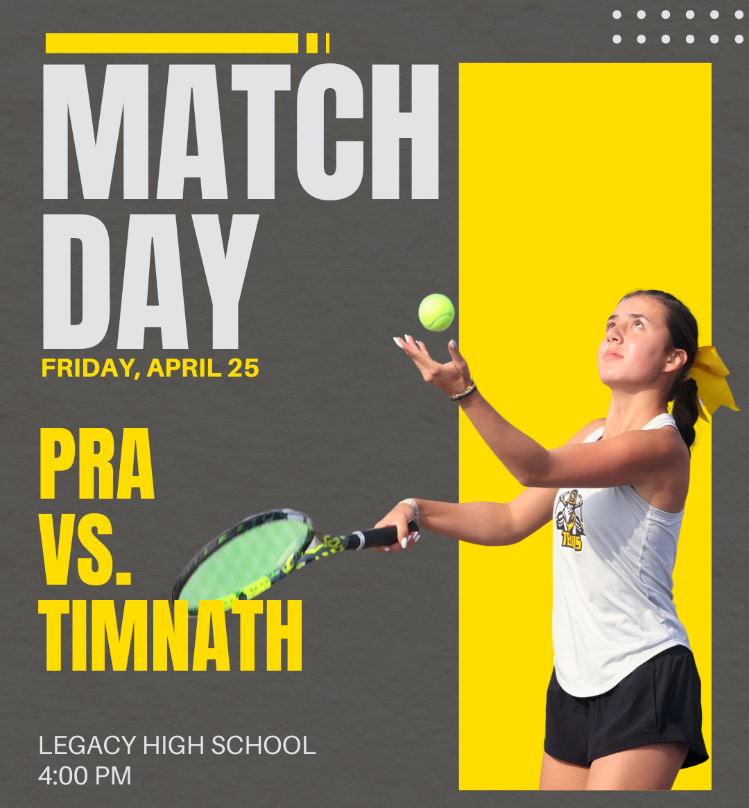 Girls Tennis Game Day on Friday, April 25