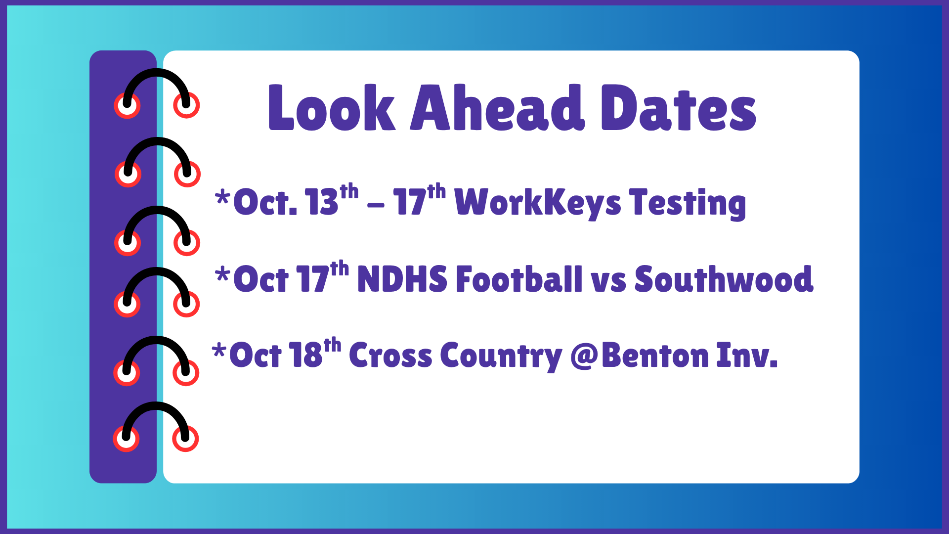 NDHS Look Ahead Dates