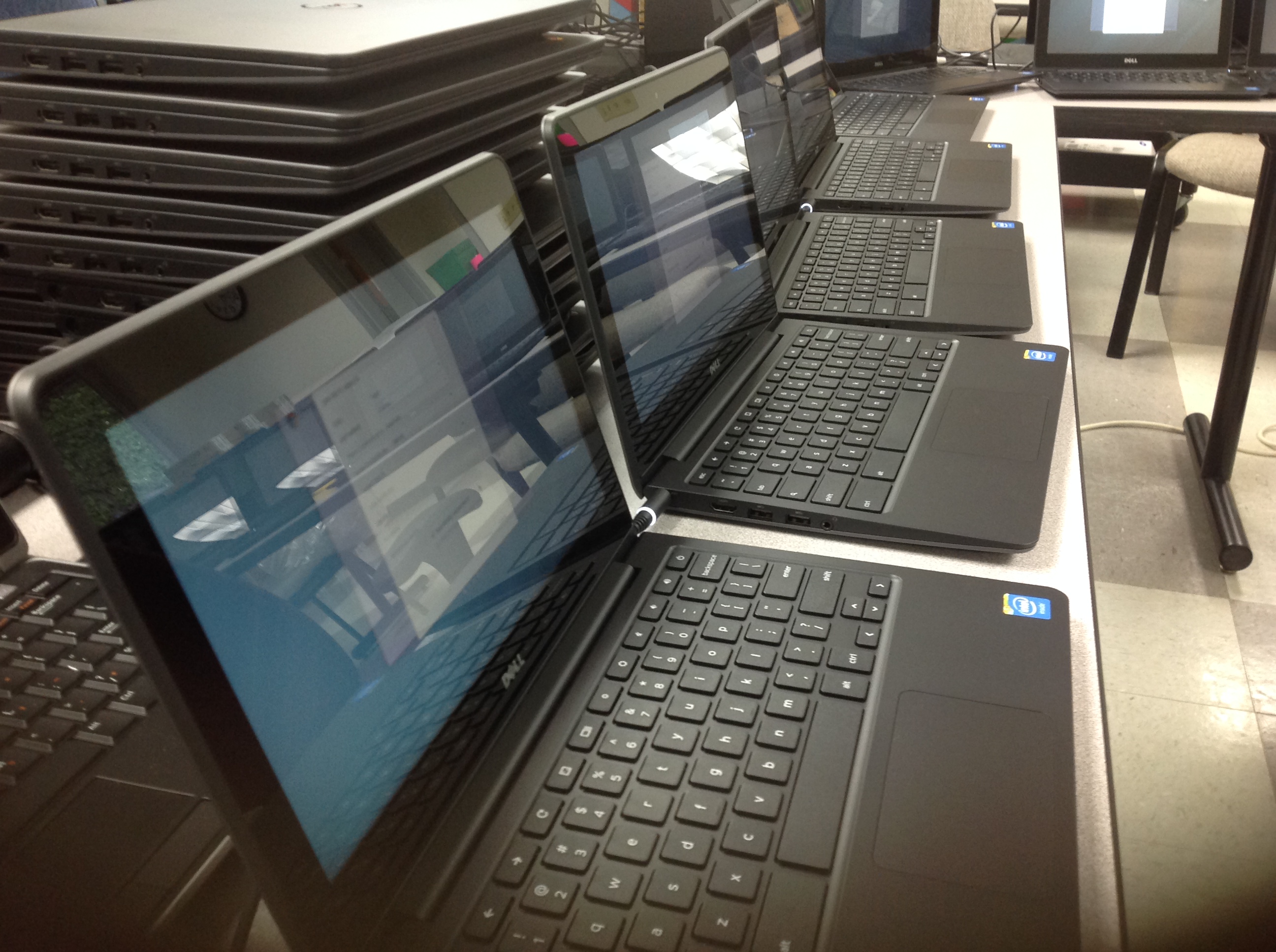 Chromebooks ready for distribution to students