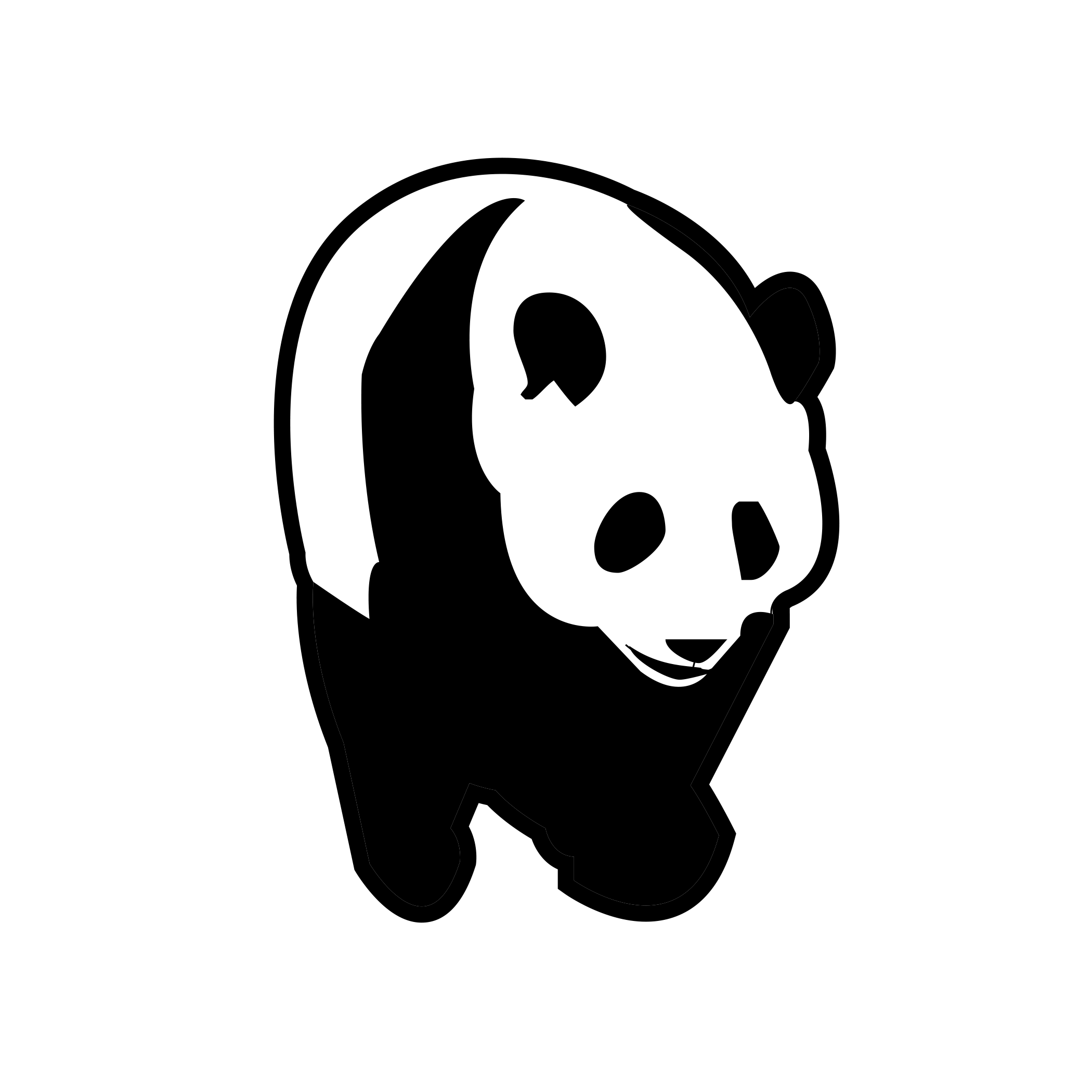 Park Orchard's logo: a black and white clipart image of a panda walking with head down and forwards.