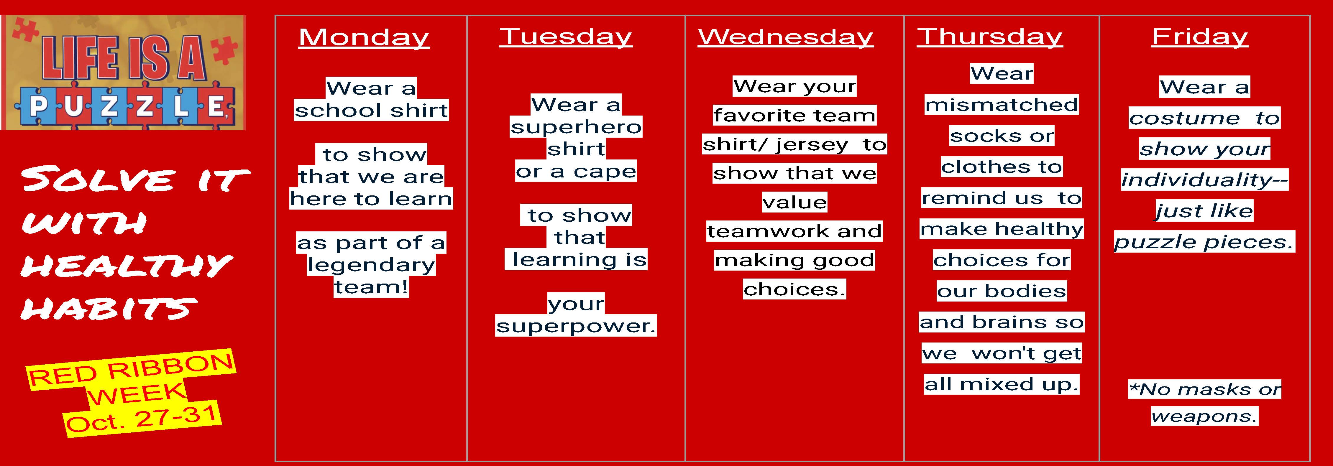 Red Ribbon Week Schedule