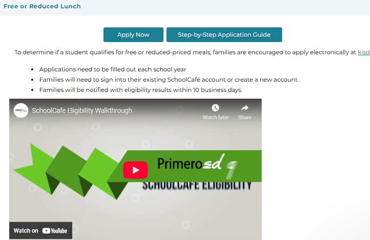 Picture of information video link with green background gor how to free lunch guide. 