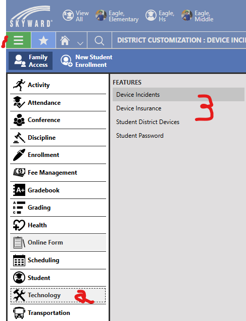 View of Skyward Family Access technology information