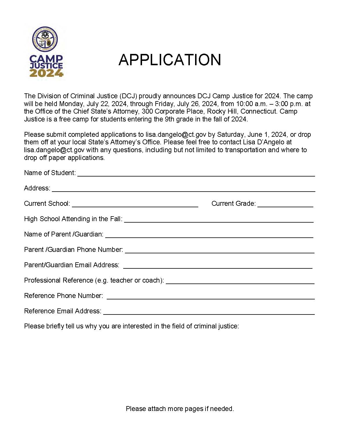 Camp Justice Application