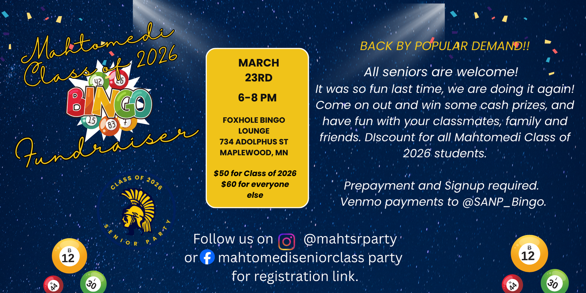 Class of 2026 Bingo Fundraiser