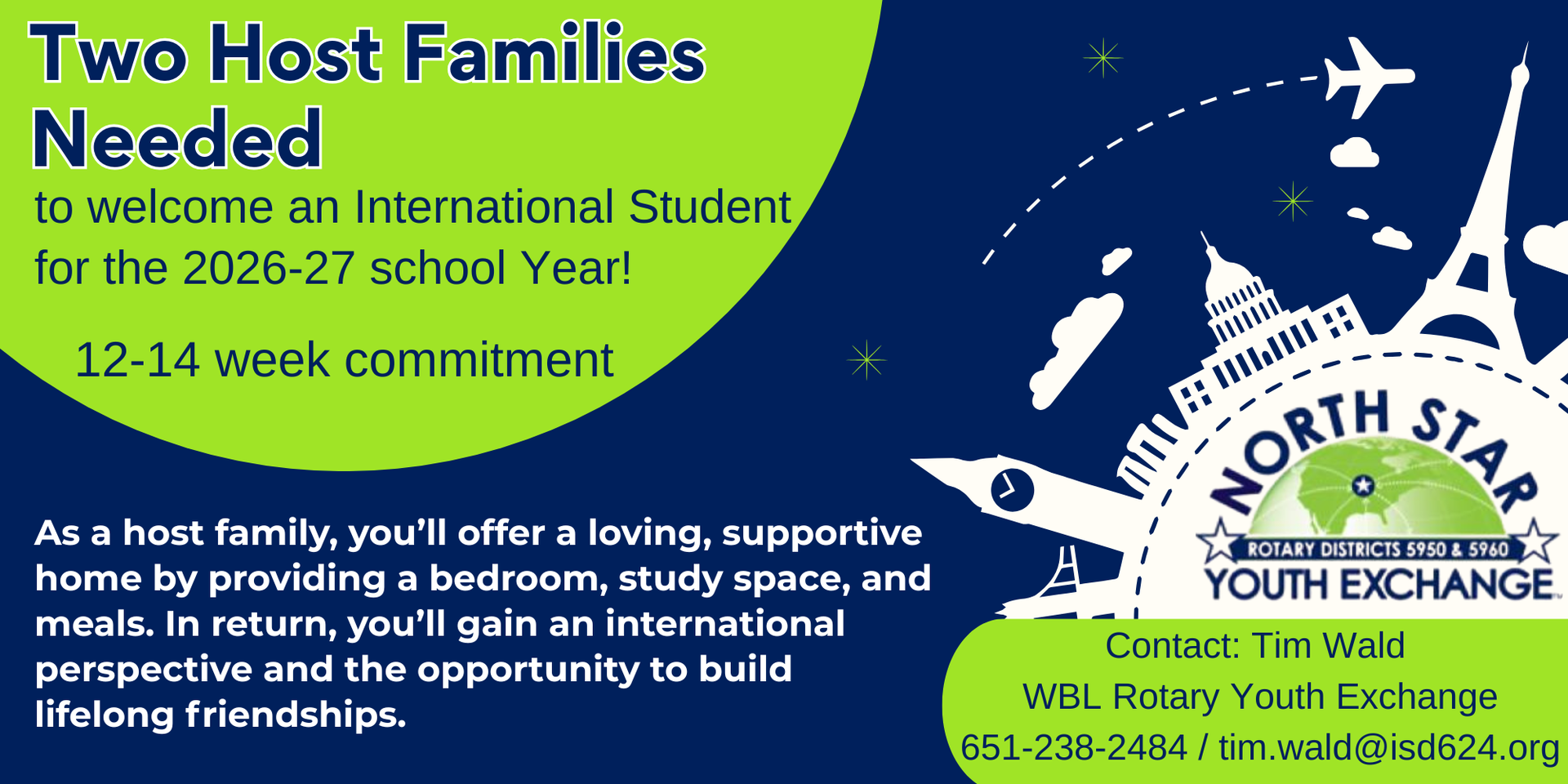 Two Host Families Needed