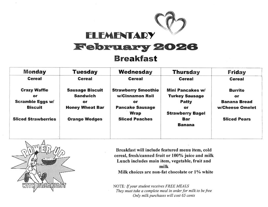 October lunch calendar, page 1