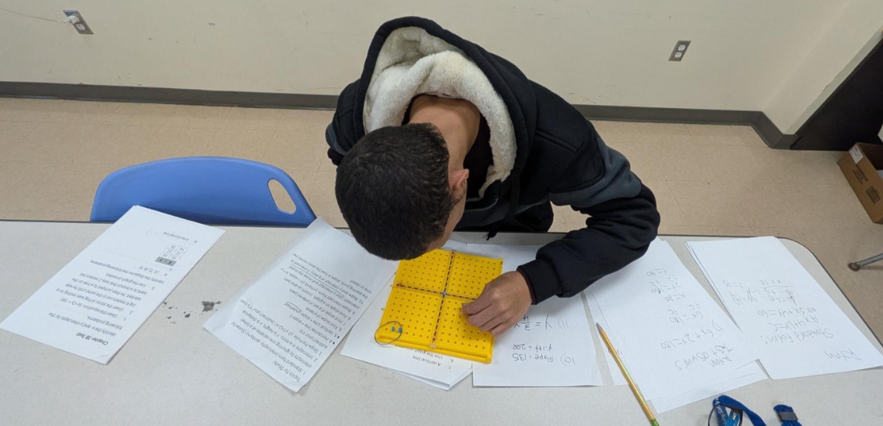 Ryan working hard in Algebra class