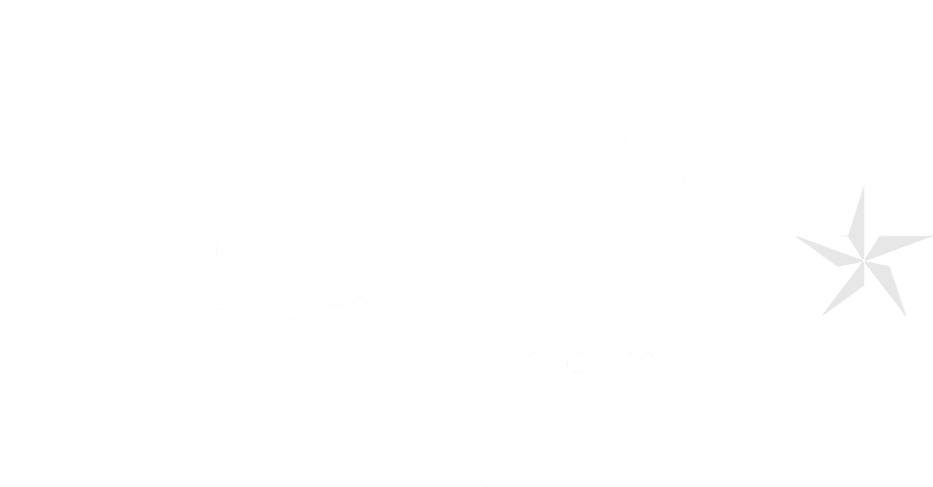 A logo on a black background features white text 
