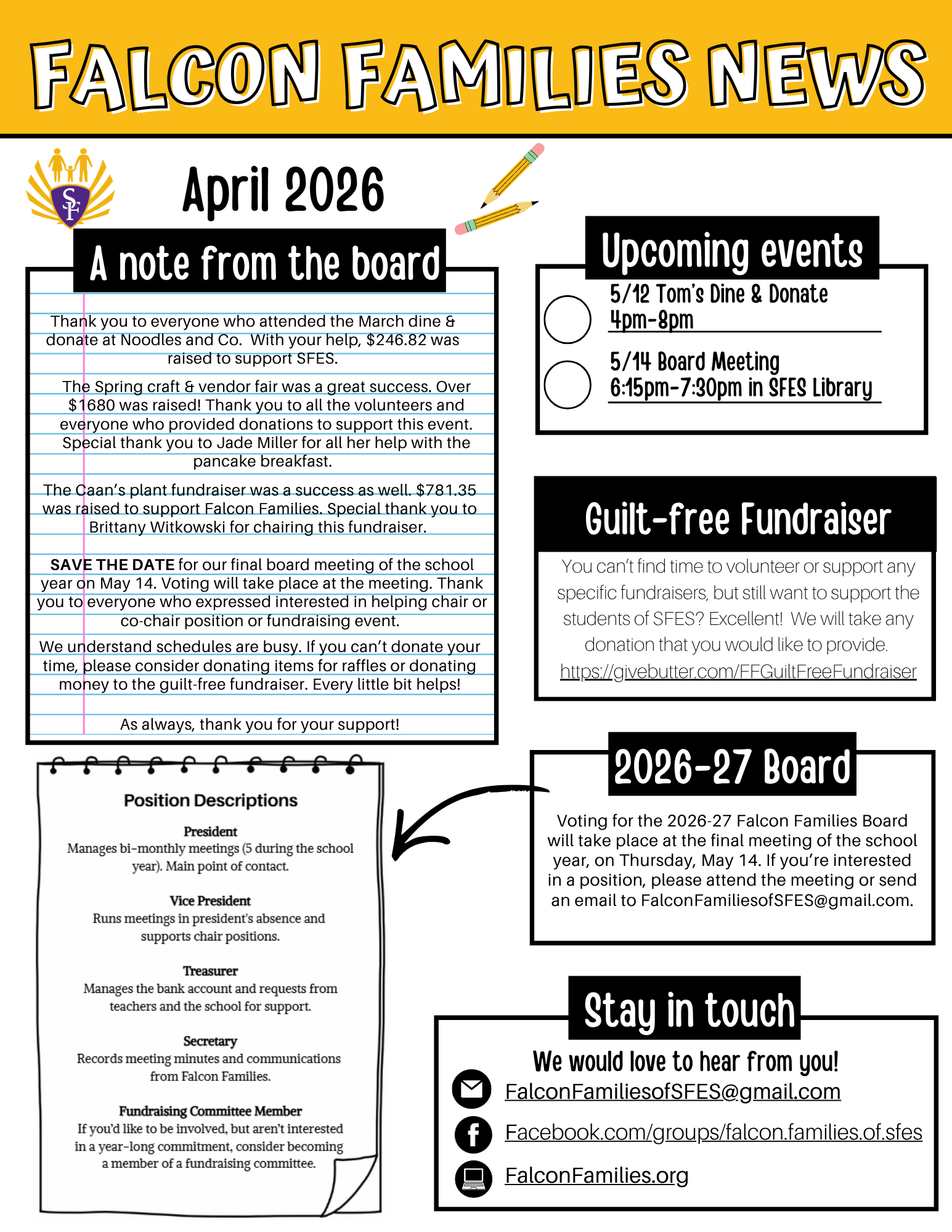 Falcon Family News for April 2026