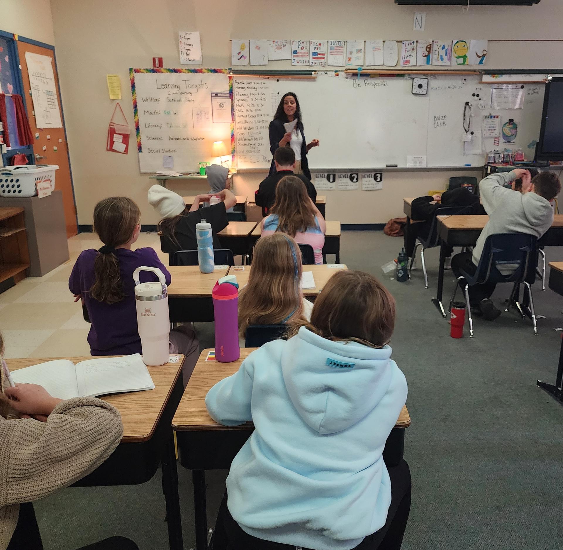Representative Brill visits 4th grade class