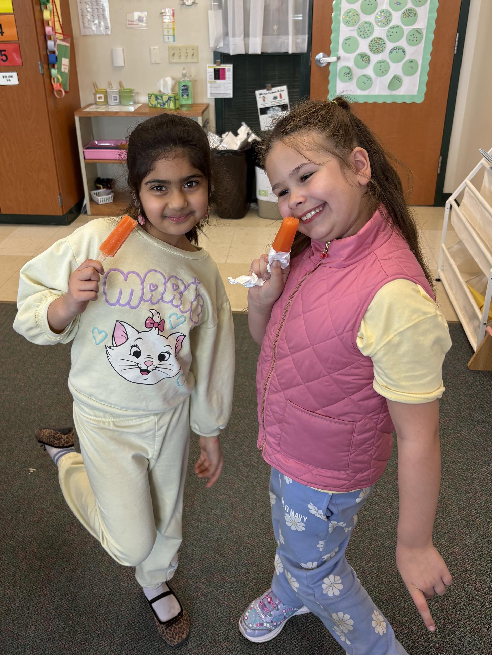 Elementary School students enjoying popsicles!