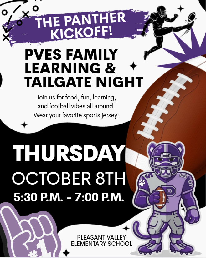 Flyer for PVES Title I Family Night on October 8 at 5:30 pm.