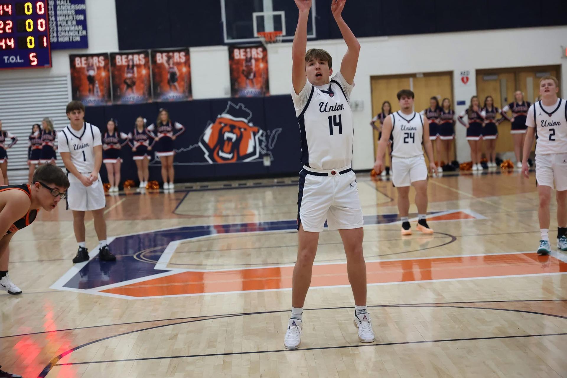 Union High School player shoots a freethrow