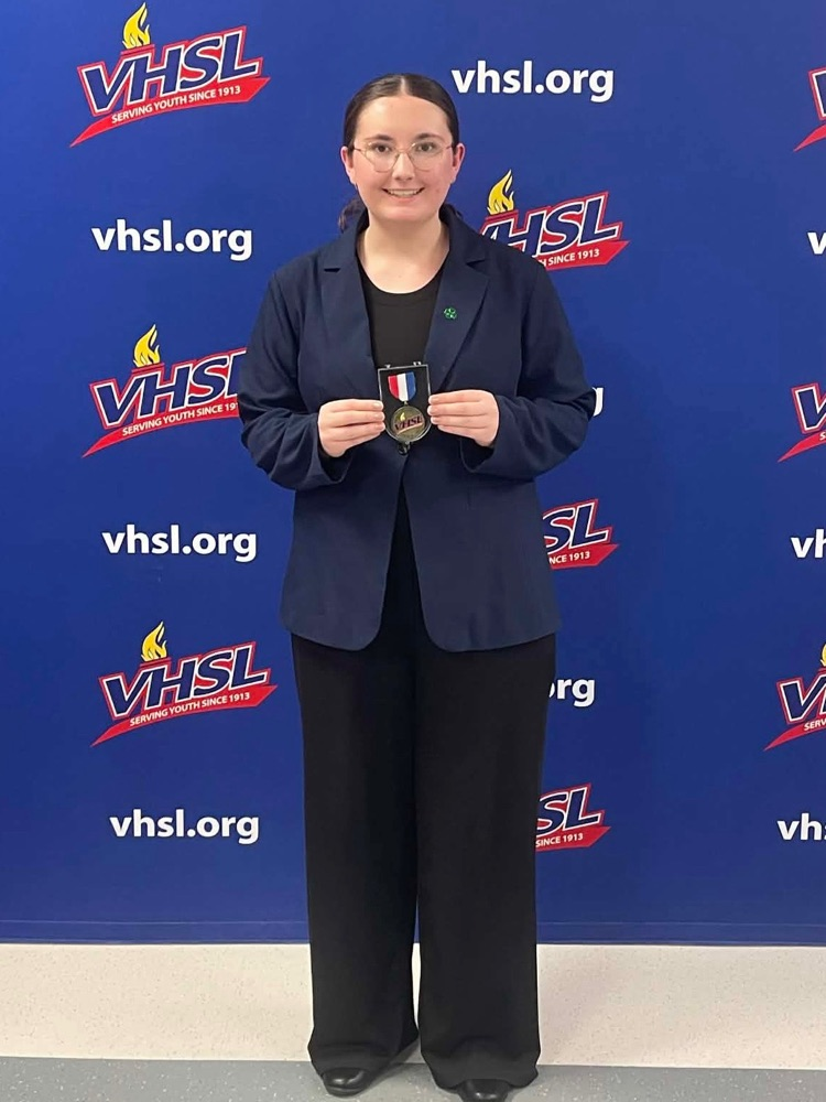 Addison Mullins, from Union High School, is a VHSL Speech State Champion in Storytelling (Class 2)!