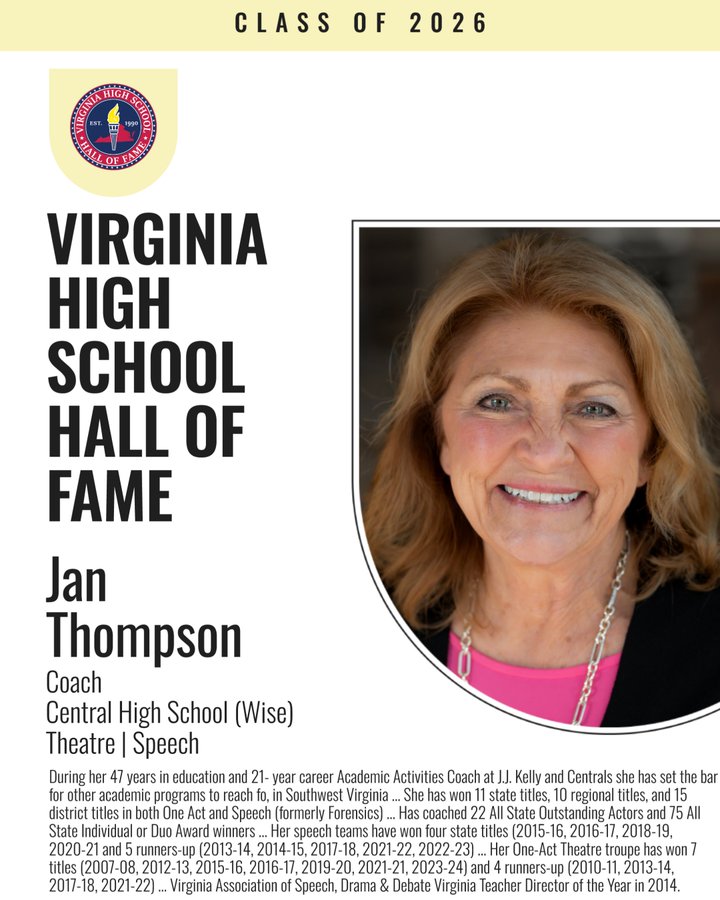 Jan Thompson -  VHSL HOF Class of 2026