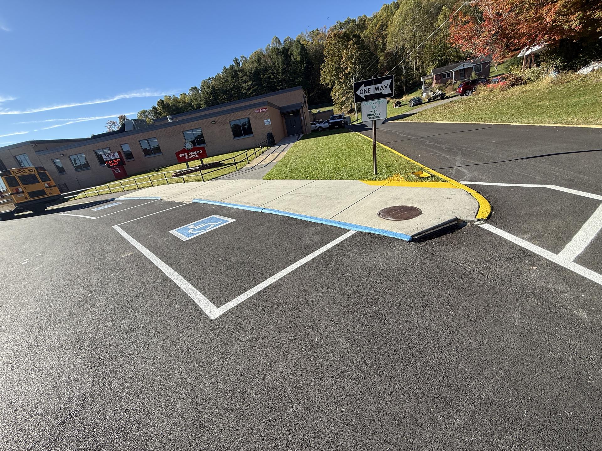 Lowe's painted curbs and sidewalks