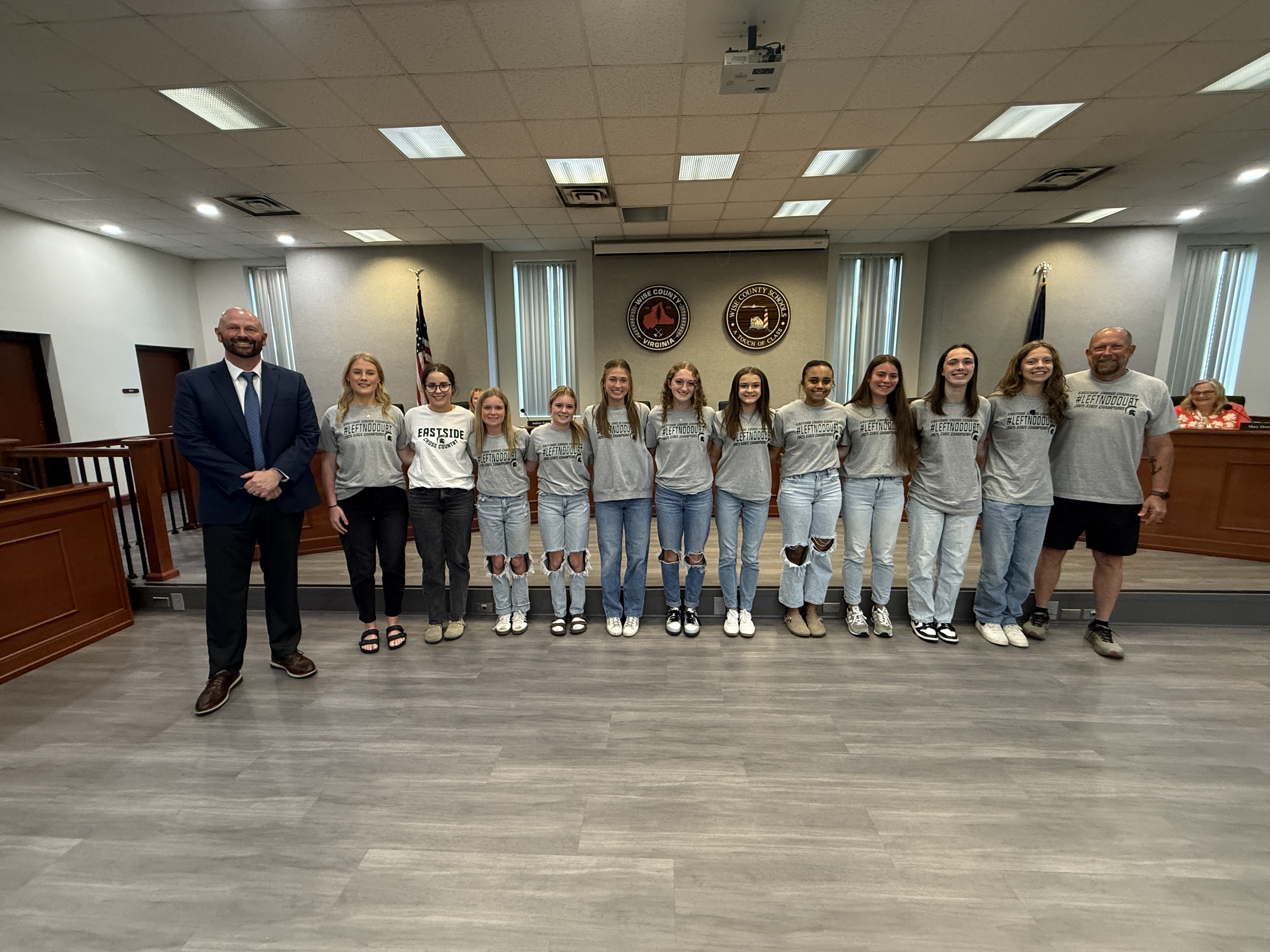 Members and coaches of the Eastside High School Cross Country team were recognized at the Wise County Public School Board meeting on Monday, April 13th.