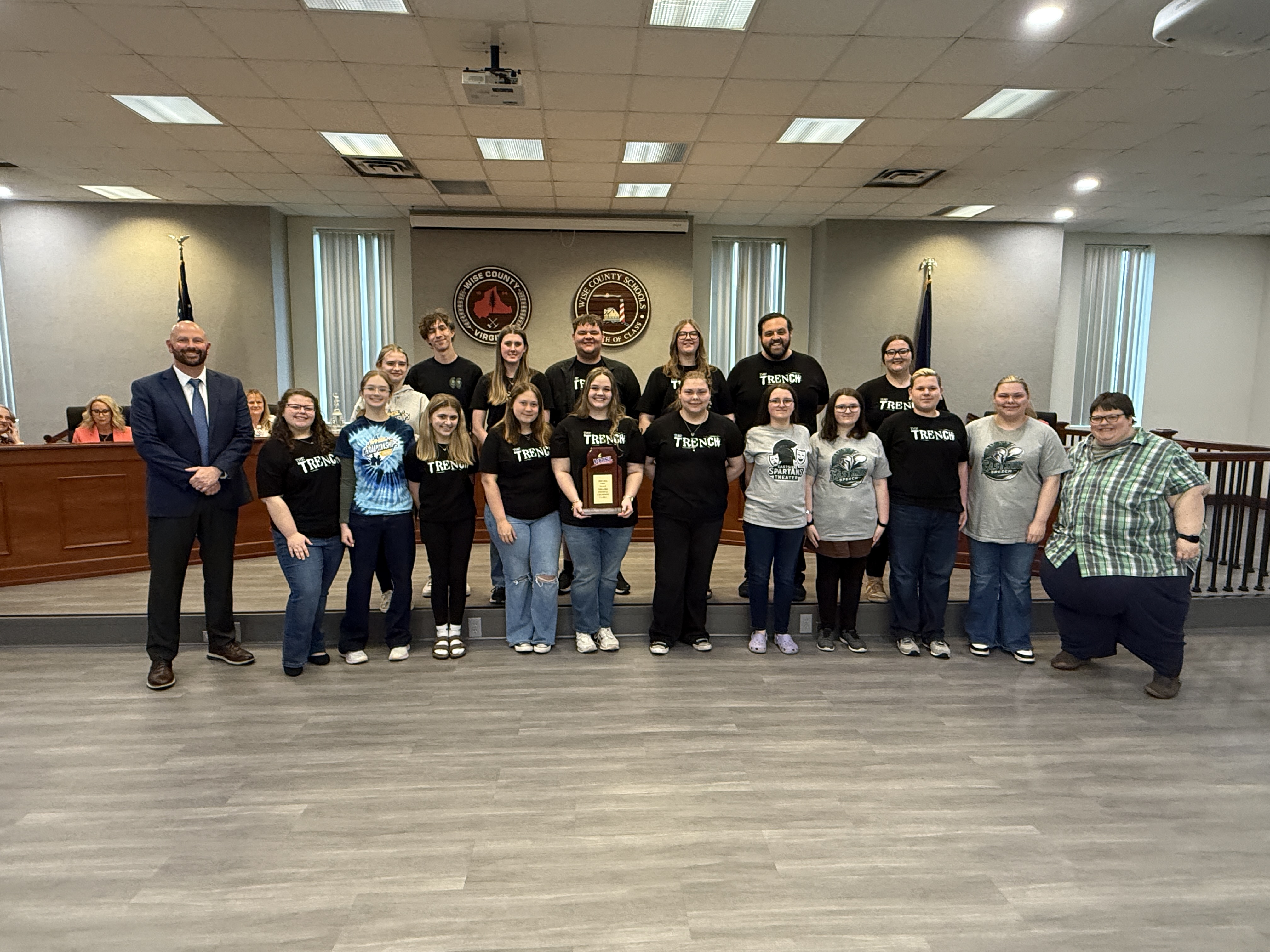 Members and sponsors of the Eastside Theatre (One-Act) team were recognized at the Wise County Public School Board meeting on Monday, April 13th.