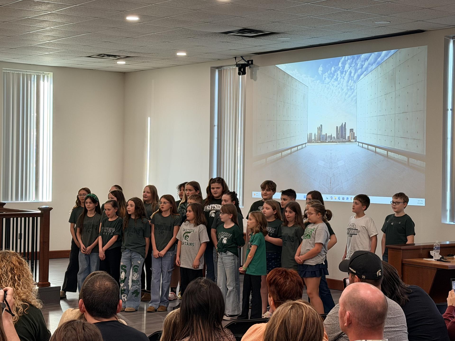 Third and fourth grade students from Coeburn Primary School are pictured following a musical performance at the Wise County Public School Board meeting on Monday, March 9th.