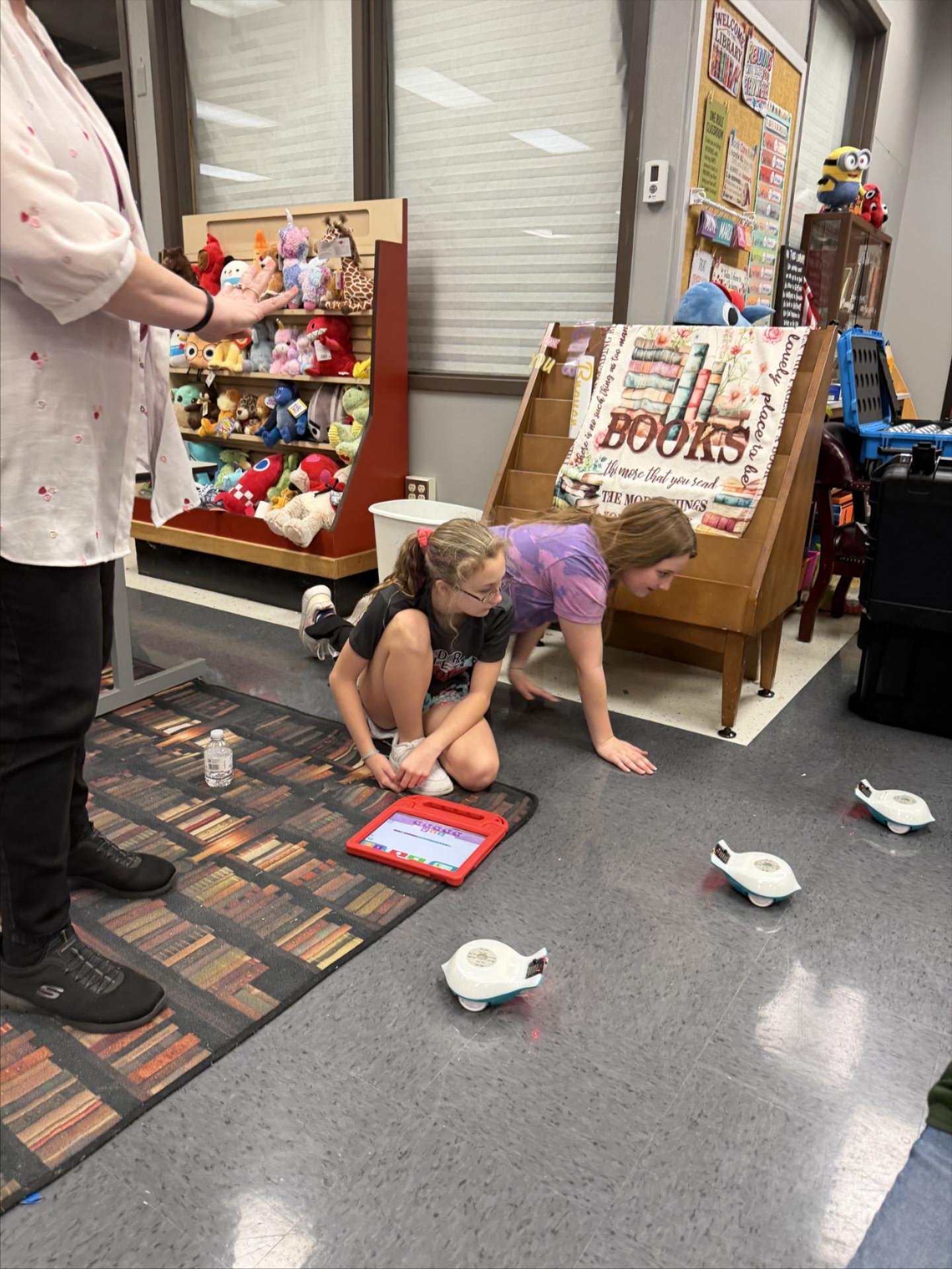 On March 30, 2026, Heather Askea and two UVA-Wise Streamwise student ambassadors visited JW Adams Robotics to teach students new and fun technology. Students had the opportunity to use the Spherios in a new way- with a number line activity, and were introduced to an exciting new way to code using the Finch robots. Students had fun learning how to code the finches and letting them travel around the library. A fun activity was trying to get the club sponsors, Ms. Karen, Ms. Ruth, Mrs. Bolling, and Mrs. Miller, with the finches. The final activity of the Streamwise visit was a coordinated dance using the finches. At the end of the visit, Mrs. Askea asked students what their favorite activity of the day was, and the overwhelming response was 