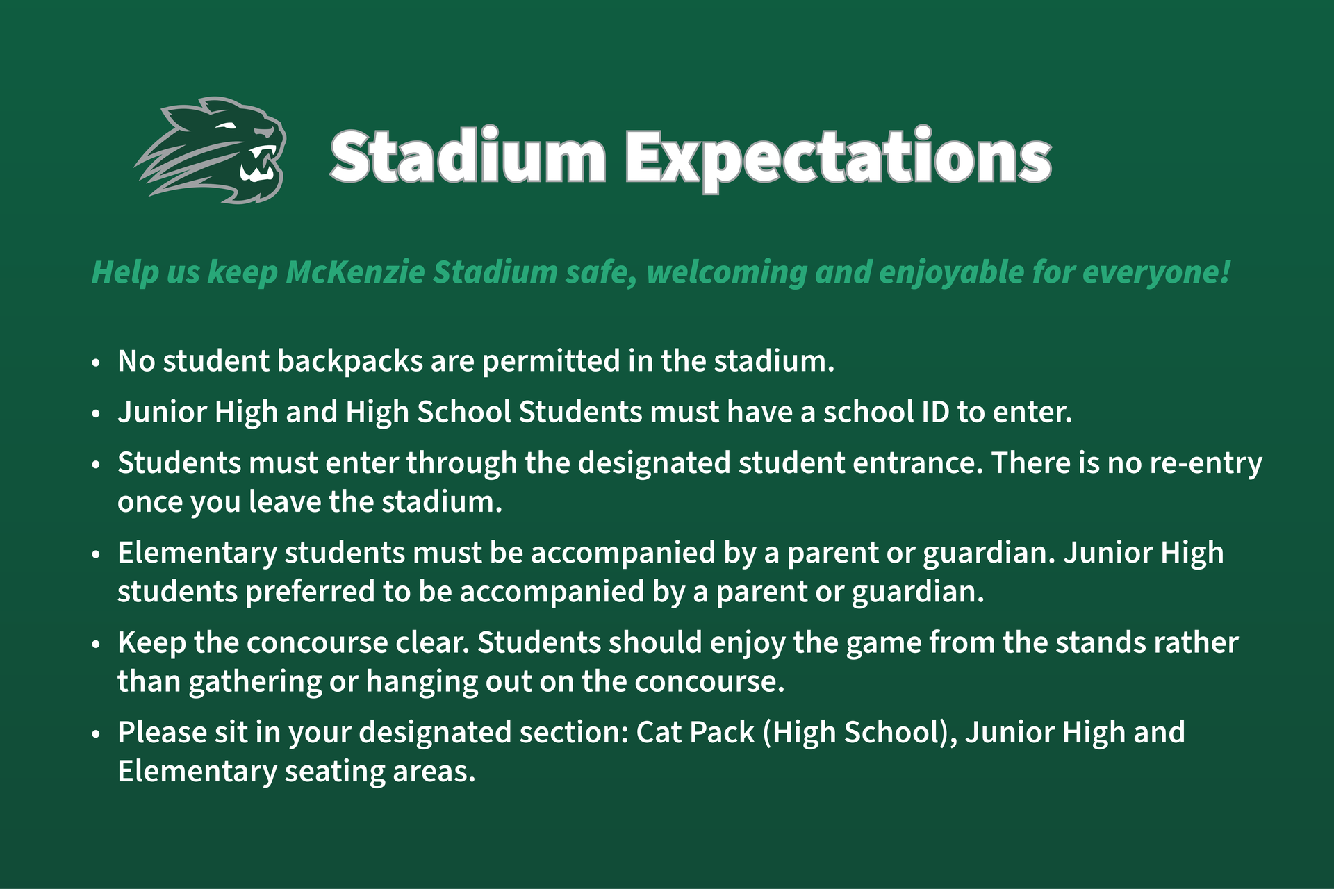 Stadium Expectations for Behavior