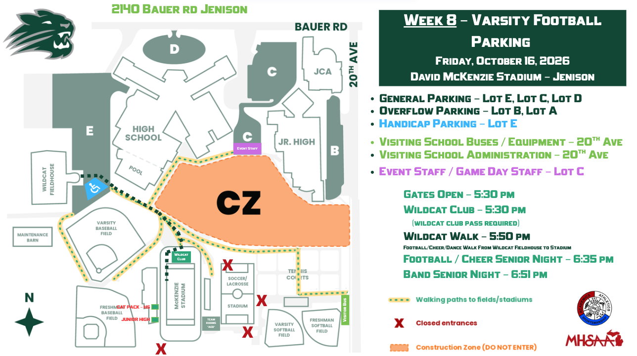 Week 8 Football Parking Map