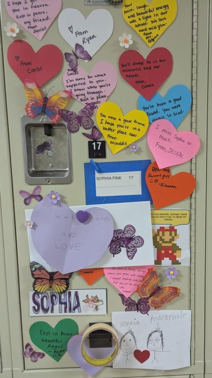 full view of Sophia's locker
