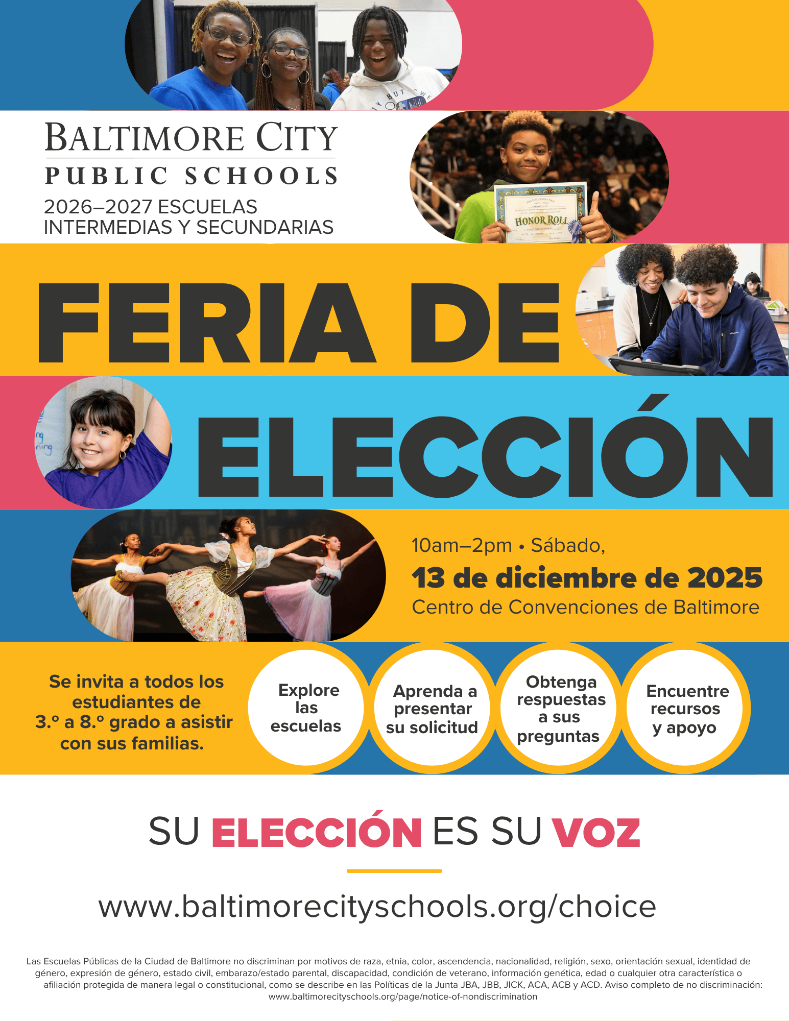 folleto de la feria de elección de escuelas