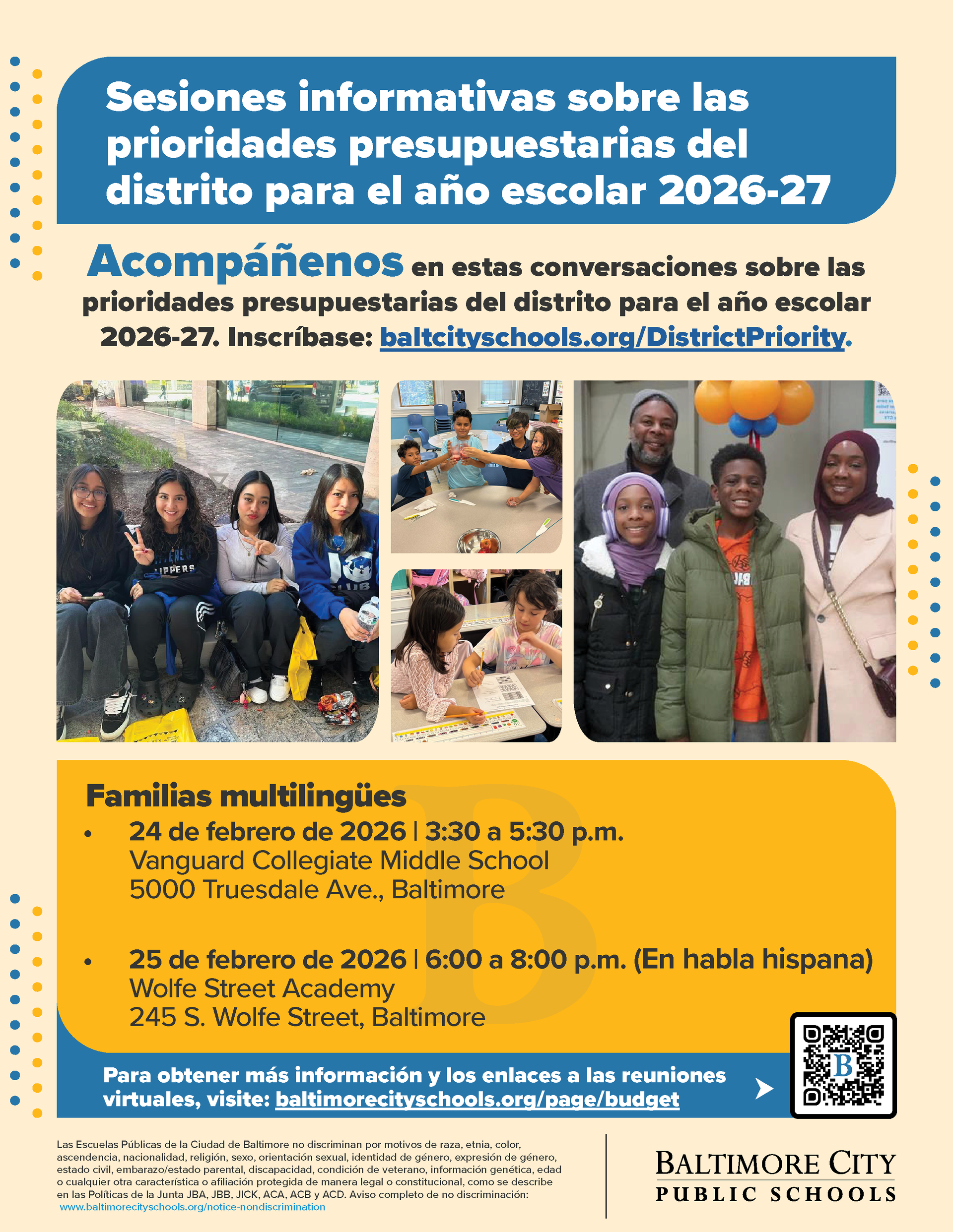 Folleto - Sesiones informativas sobre las prioridades presupuestarias del distrito