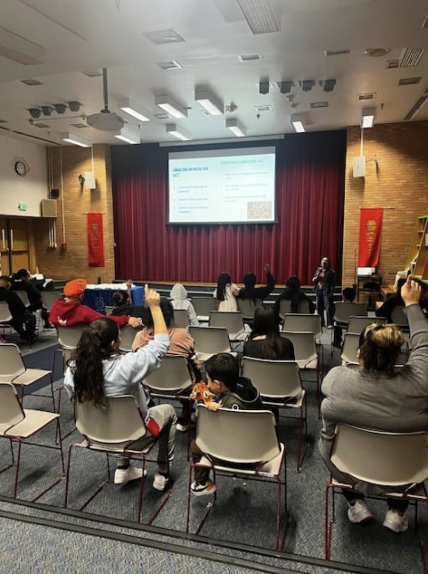 Families at Knapp's Early Literacy Workshop.