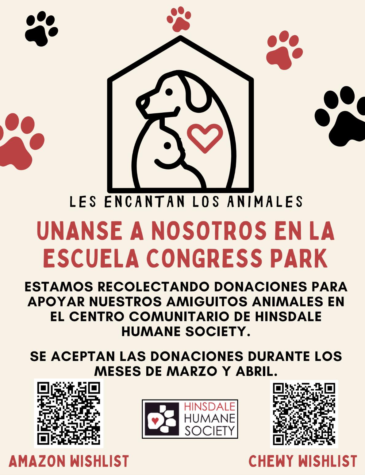 Student Council Hinsdale Humane Society donation request