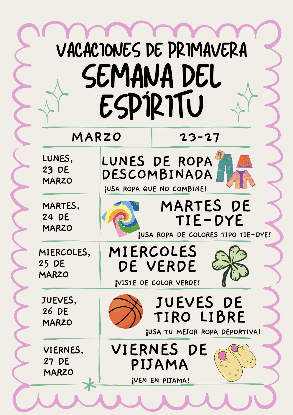 Spring Break Spirit Week