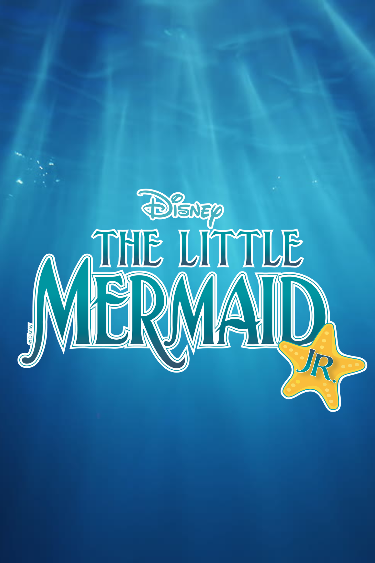 water background and the Logo for Disney the little mermaid Jr. 