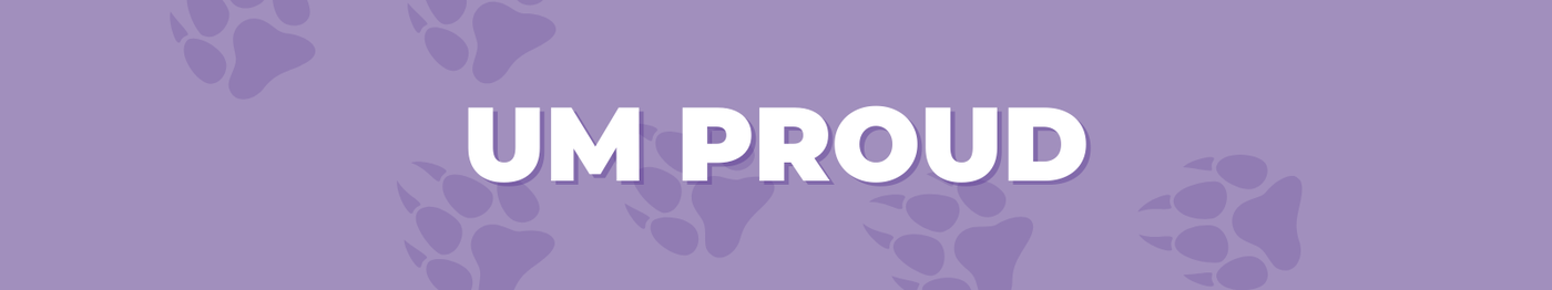 Purple banner with paw prints reading 