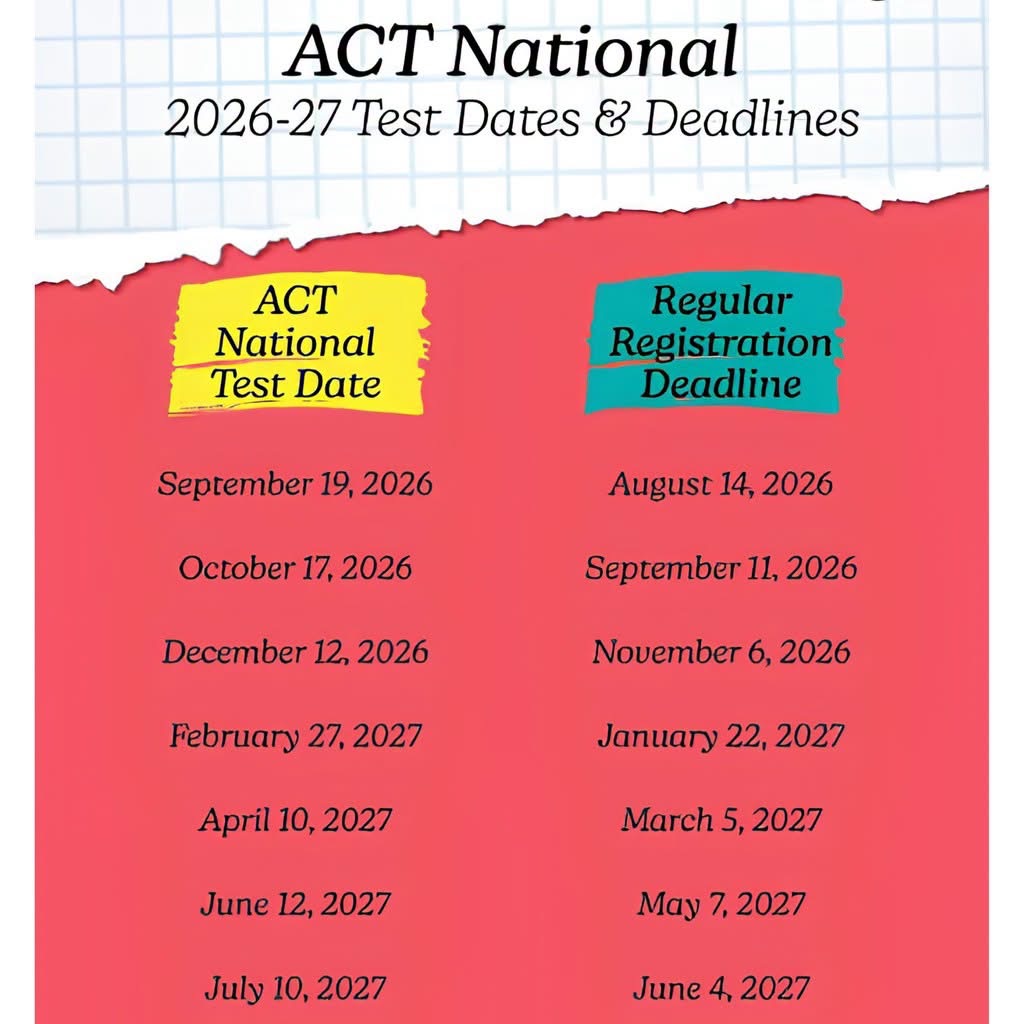 ACT testing dates graphic