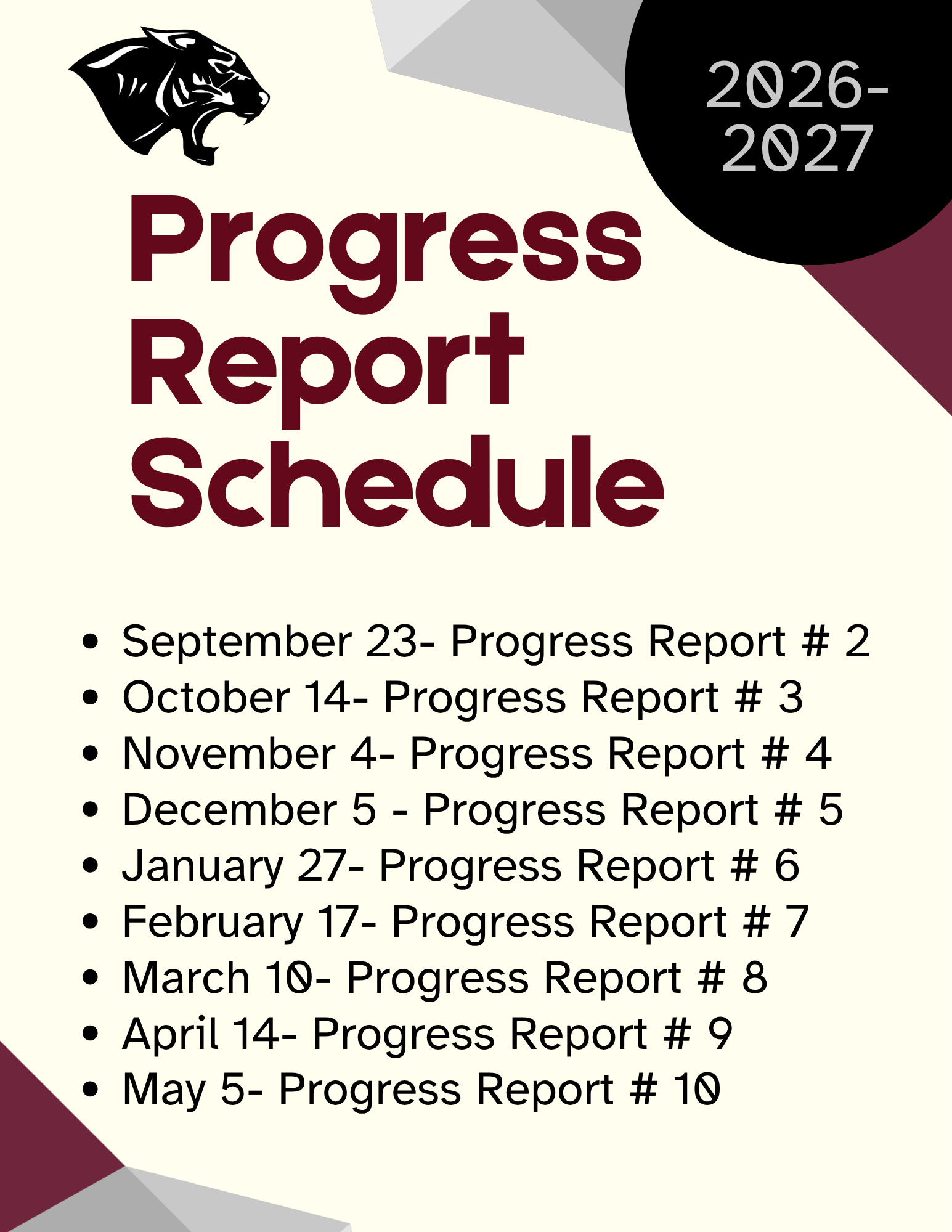 graphic of progress report schedule
